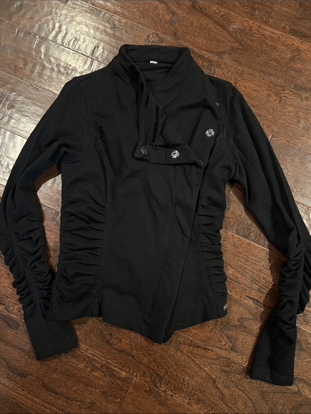 Lululemon Black Solace Asymmetrical Full Zip Ruched Moto Jacket - Size 8